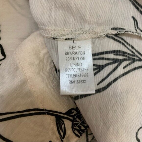 Klesis Floral Print Button Down Short Sleeve Shirt Blouse Black White Boho Large - Picture 6 of 6